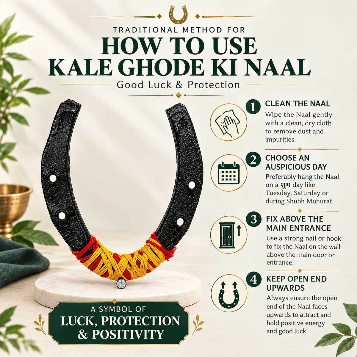 Kale Ghode Ki Naal — Black Iron Horseshoe for Main Door | Shani & Nazar Suraksha