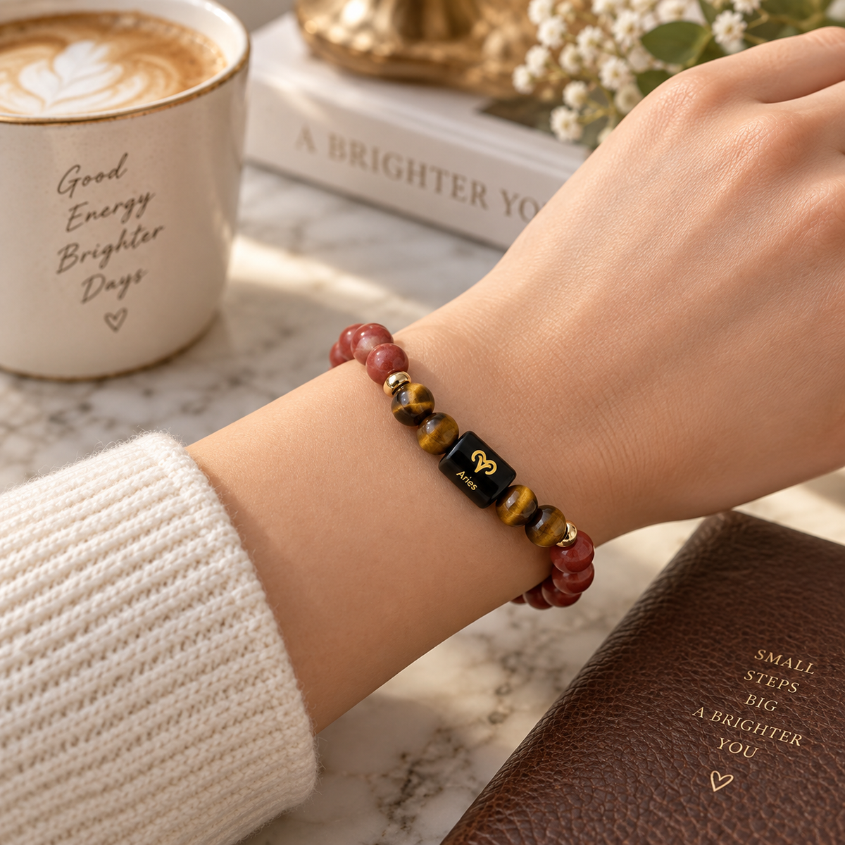 Aries Zodiac Bracelet - Red Jasper & Tiger Eye