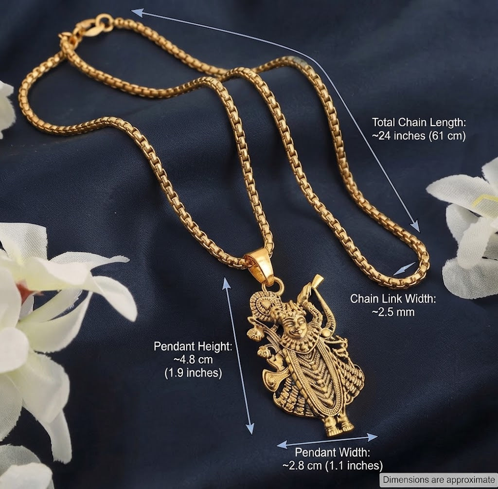 Golden Lord Krishna Silver Pendant