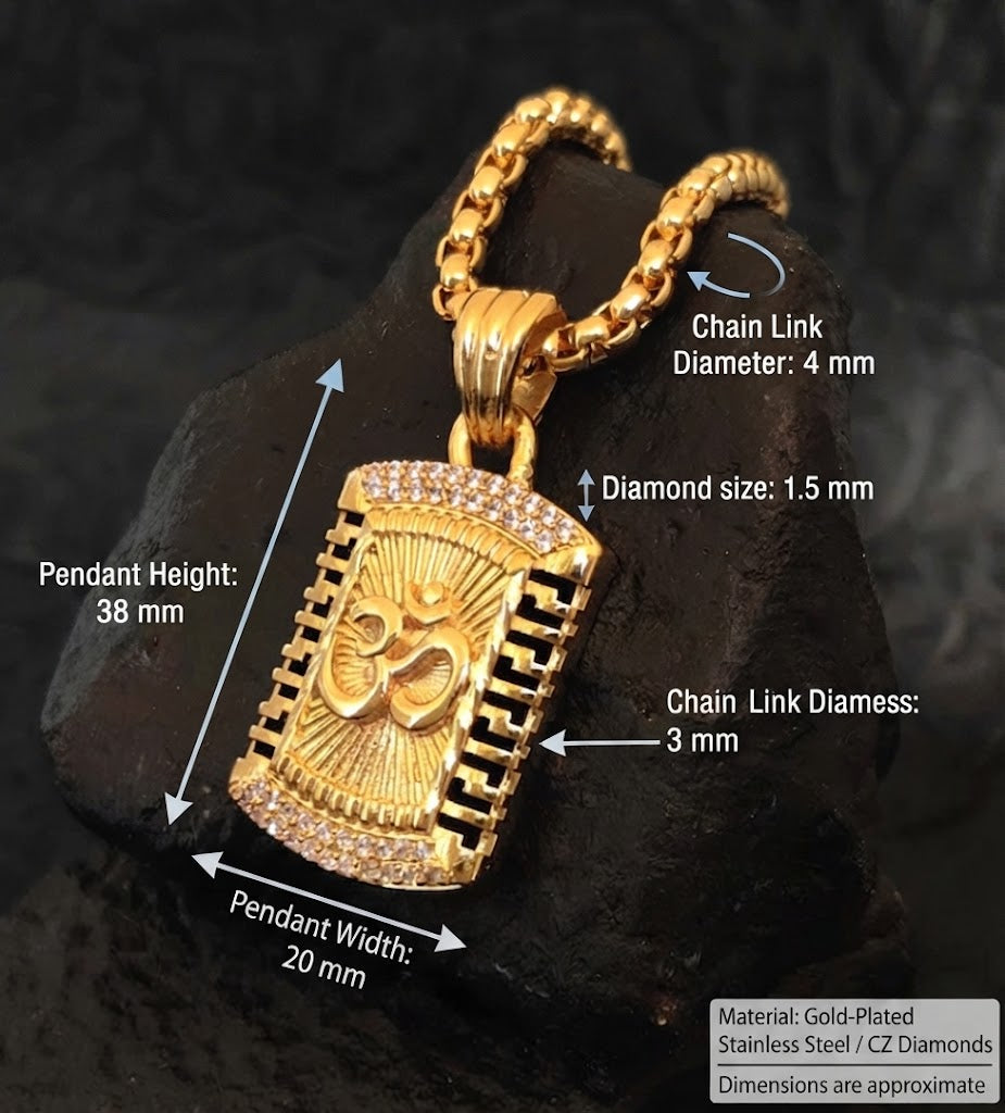 Golden Om Pendant with Chain