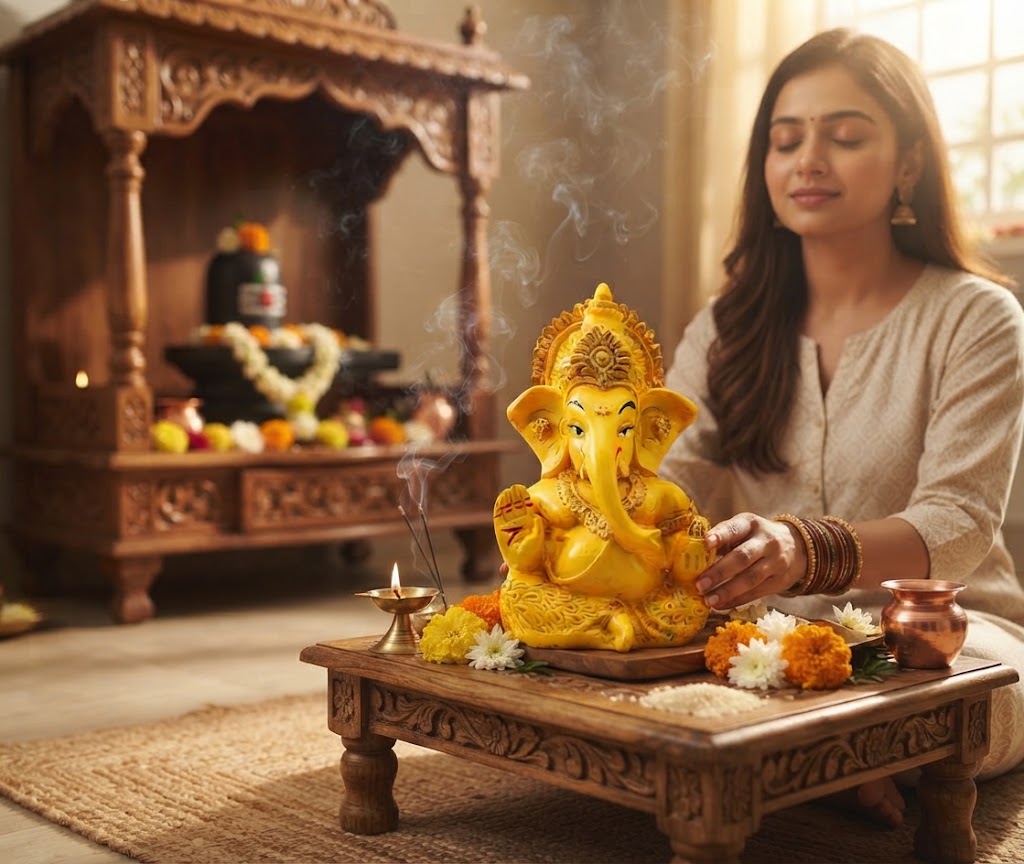 Vighnaharta Ganesh Idol – Golden