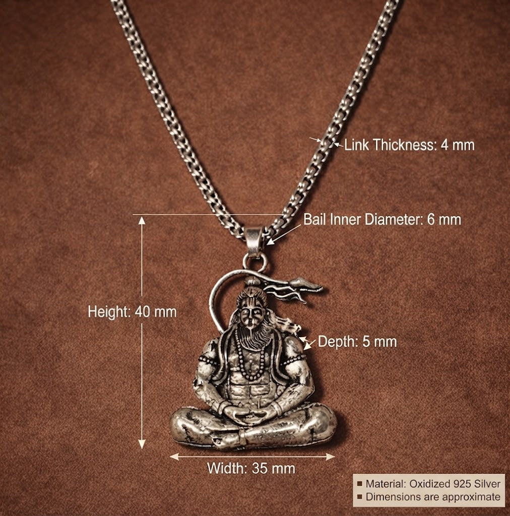 Hanuman Silver Locket With Chain
