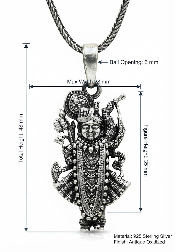 Lord Krishna Silver Pendant