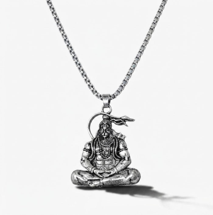 Hanuman Silver Locket With Chain