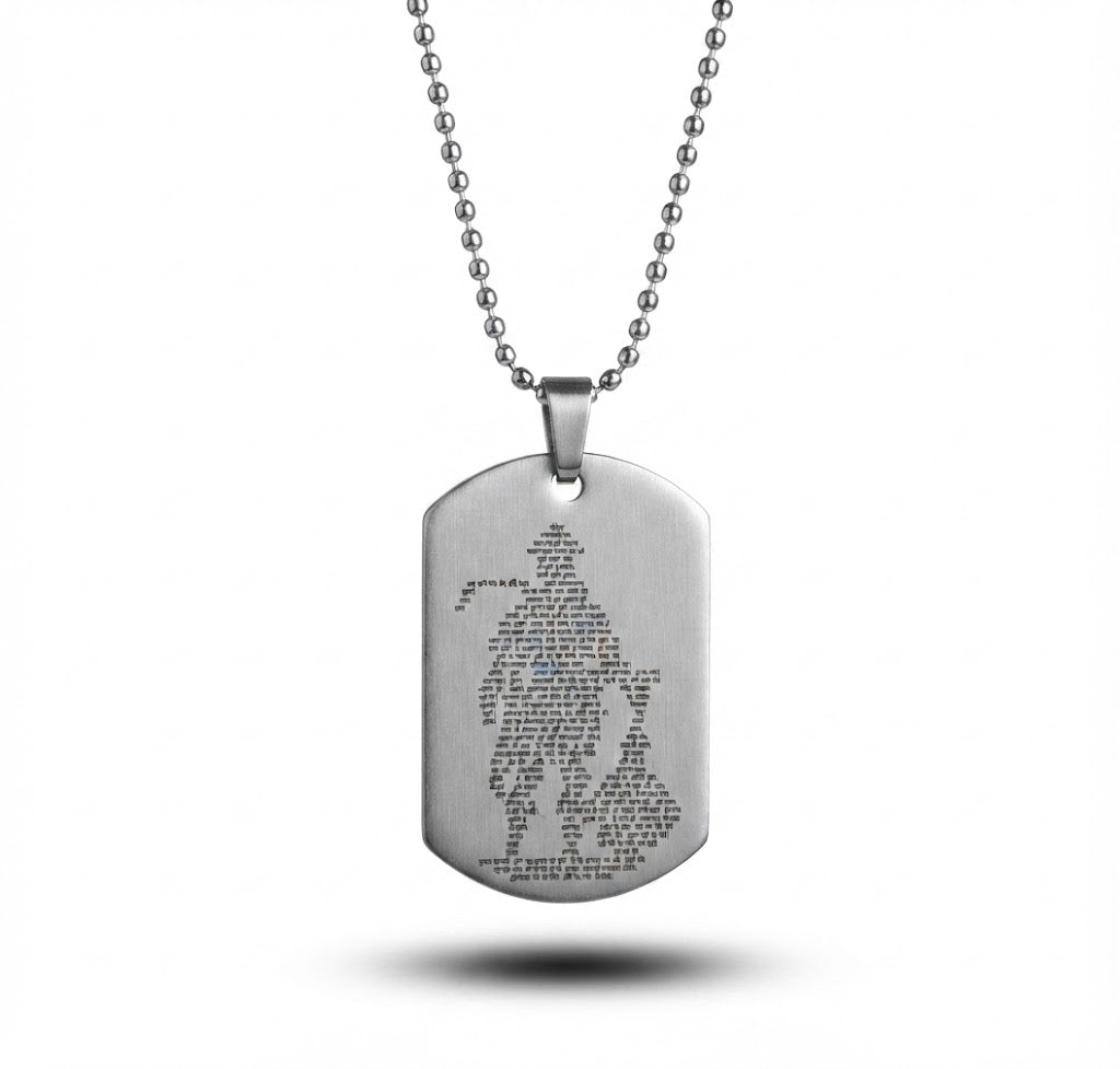 Silver Hanuman Chalisa Pendant With Chain