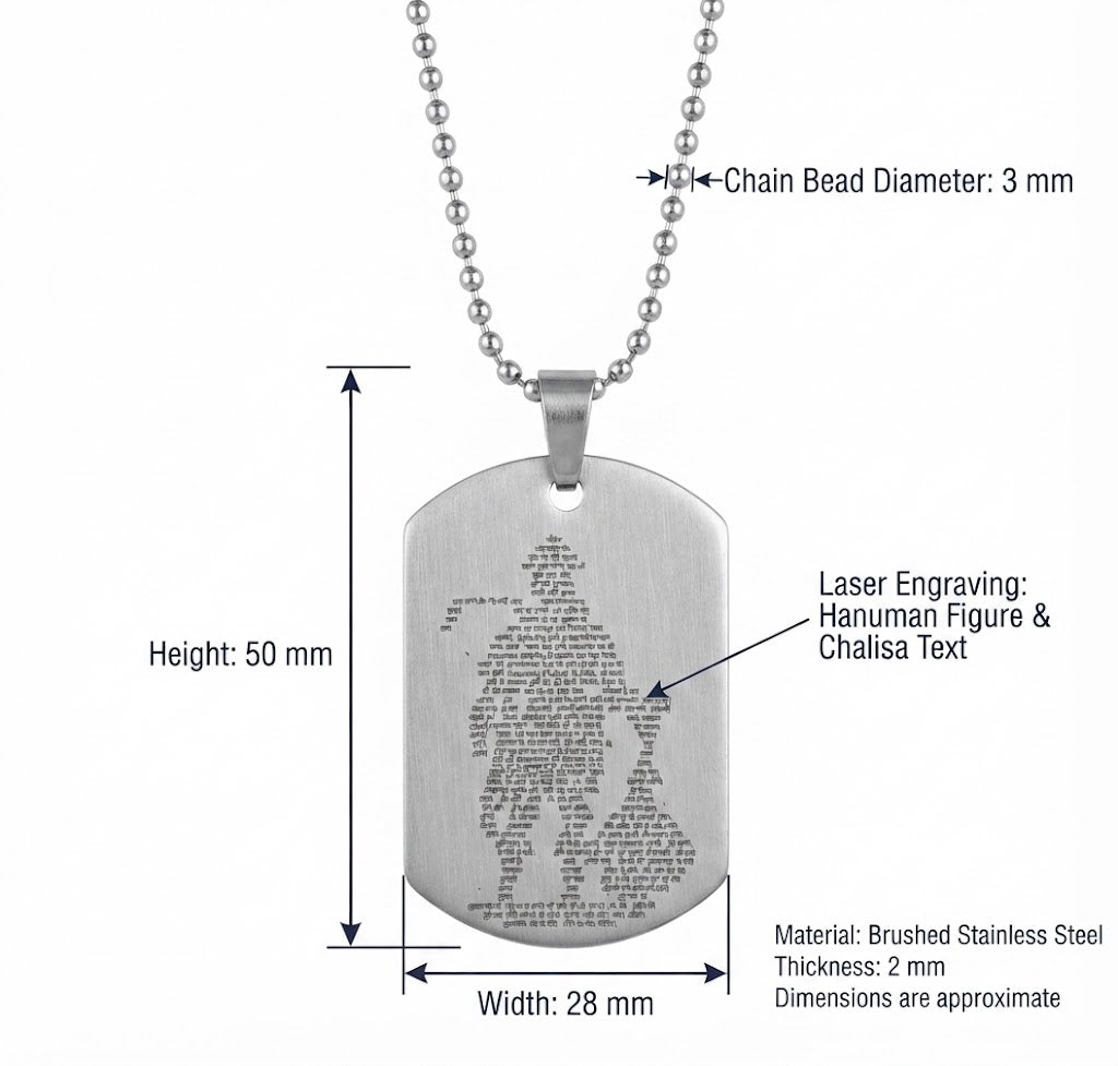 Silver Hanuman Chalisa Pendant With Chain