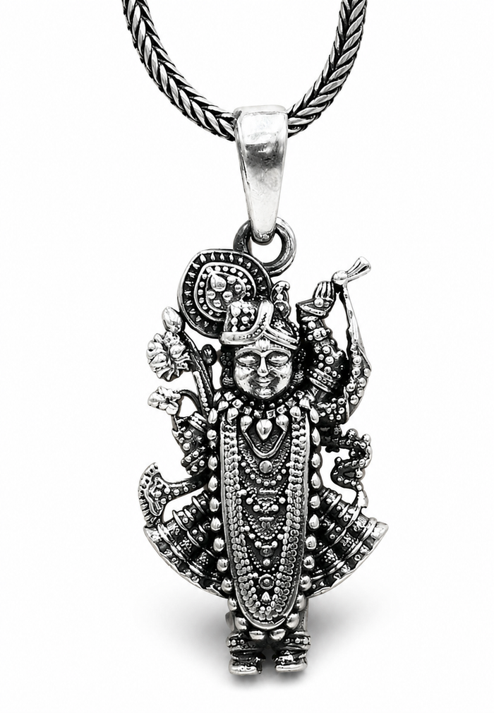 Lord Krishna Silver Pendant