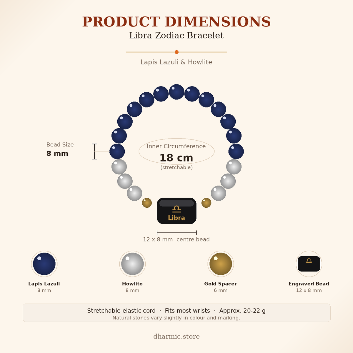 Libra Zodiac Bracelet - Lapis Lazuli & Howlite