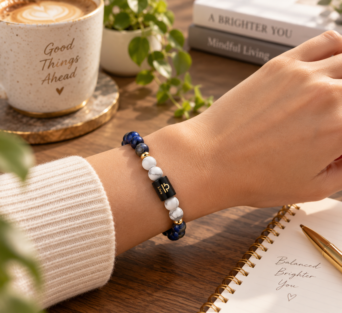 Libra Zodiac Bracelet - Lapis Lazuli & Howlite
