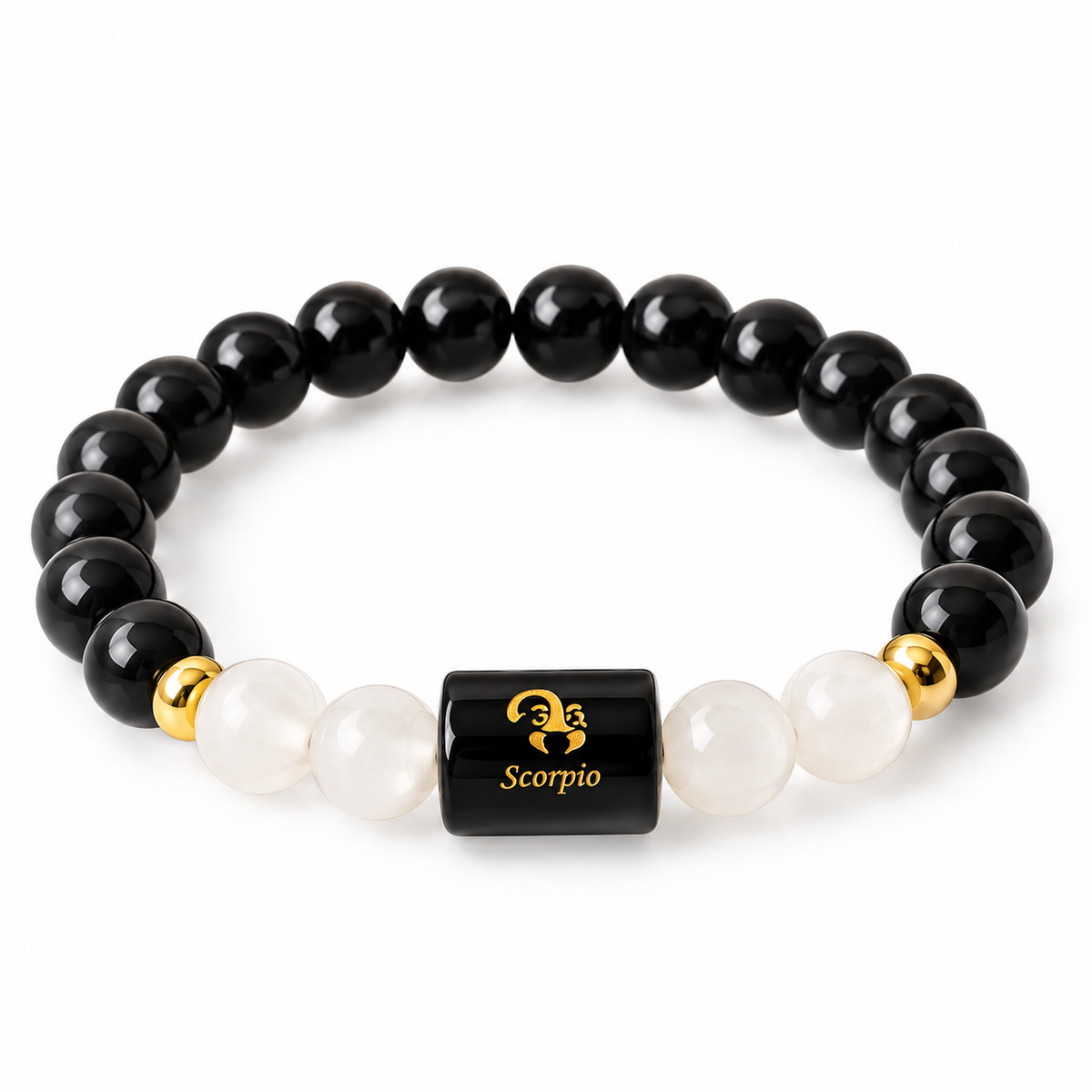Scorpio Zodiac Bracelet - Black Obsidian & Milky Quartz