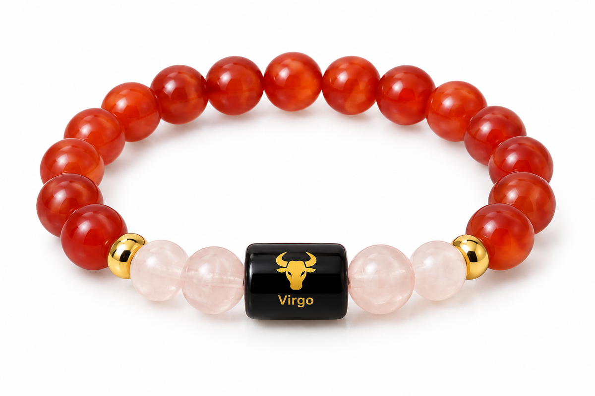 Virgo Zodiac Bracelet - Carnelian & Milky Quartz
